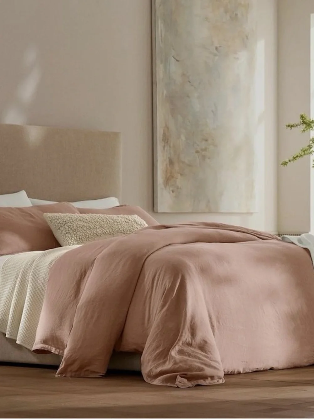 3 pc set king size boll & branch Signature fabric sheets bed bedding dusty pink